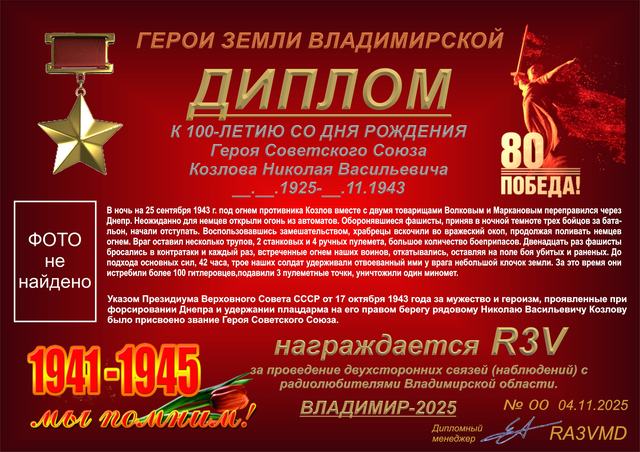 Диплом памяти Николая Козлова · 1