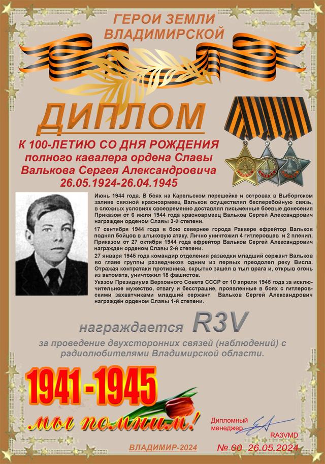 Диплом памяти Сергея Валькова · 1